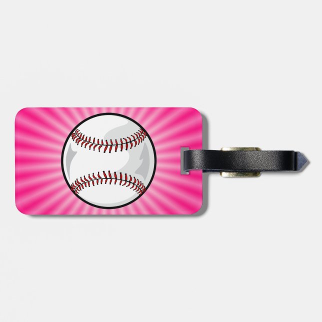 Pink Softball Gepäckanhänger (Rückseite horizontal)