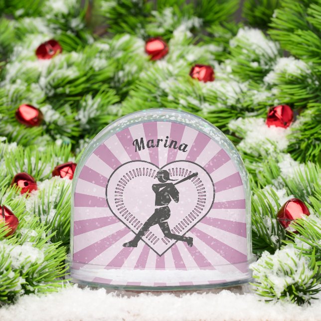 Pink Softball Girl Personalized Christmas (Noël)