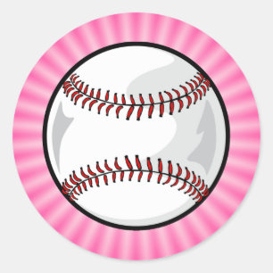 Pink Softball Runder Aufkleber