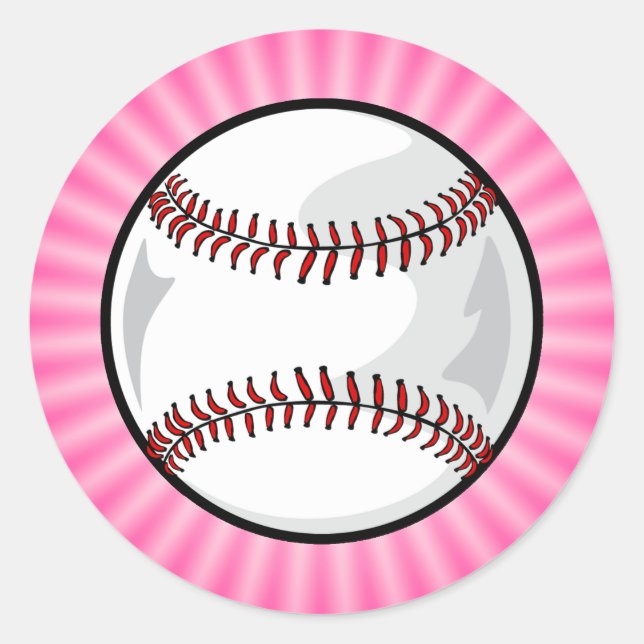 Pink Softball Runder Aufkleber (Vorderseite)