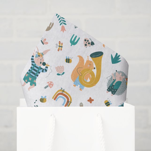 Pink Songbird with Animal Band Seidenpapier (Geschenktüte)
