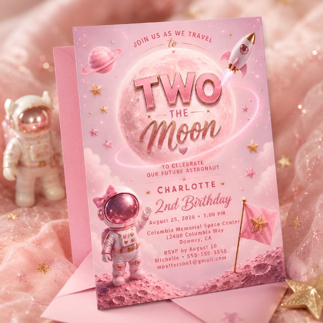 Pink Space Geburtstag Einladung (Von Creator hochgeladen)