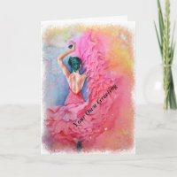 PINK SPANISH DANCER GREETKARTE