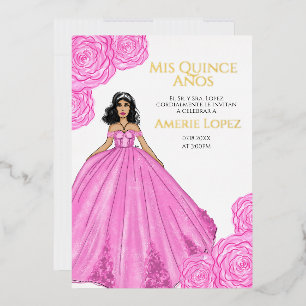 Pink Spanish Quinceanera  Folieneinladung