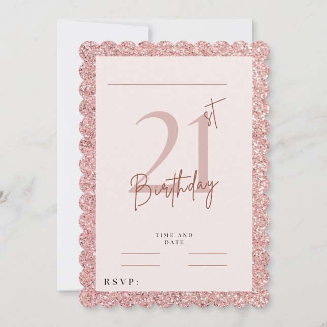 Pink Sparkle 21e anniversaire Invitations (Devant)