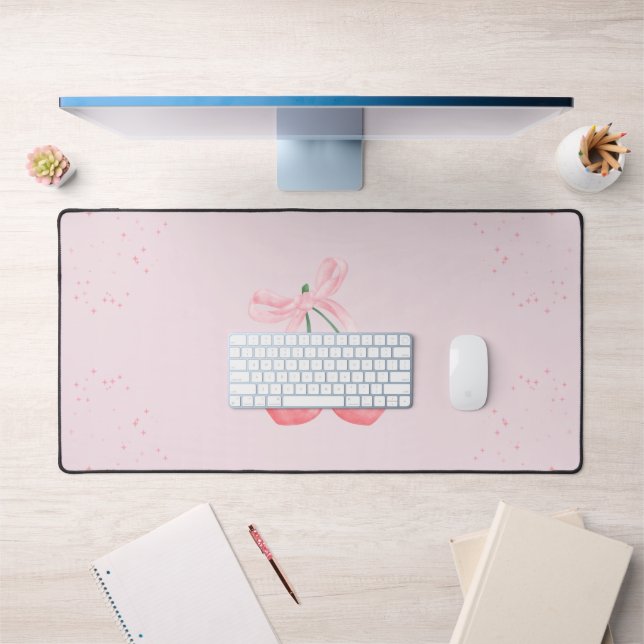Pink Sparkle Cherry Ribbon Schreibtischunterlage (Büro 1)