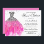 Pink Sparkle Dress 16 . Geburtstag Einladung<br><div class="desc">Mehr Farboptionen im Little Bayleigh Store!</div>