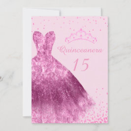 Pink Sparkle Dress Quinceanera 15. Geburtstagspart Einladung