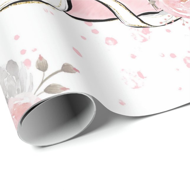 Pink Sparkle Elephant Wrapping Paper Geschenkpapier (Rolleneckpunkt)