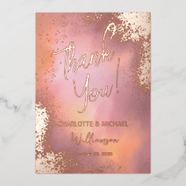 Pink Sparkle Foto Overlay Wedding Vielen Dank Folieneinladung