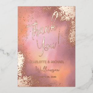 Pink Sparkle Foto Overlay Wedding Vielen Dank Folieneinladung