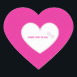 Pink Sparkle Heart Sticker. Herz-Aufkleber<br><div class="desc">This vibrant magenta heart-shaped sticker features a central white heart</div>