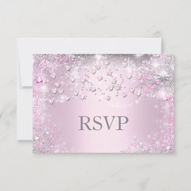 Pink Sparkle Hearts UAWG RSVP Karte (Vorderseite)