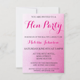 Pink Sparkle Hen Party Einladung