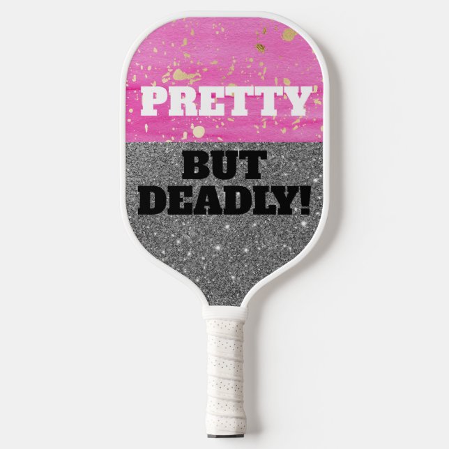 Pink Sparkle Hübsch, aber tödlich Pickleball Schläger (Vorderseite)