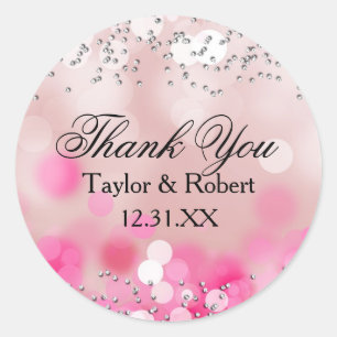 Pink Sparkle Lights Danke Aufkleber