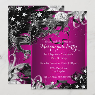 Pink Sparkle Magical Night Masquerade Party laden Einladung