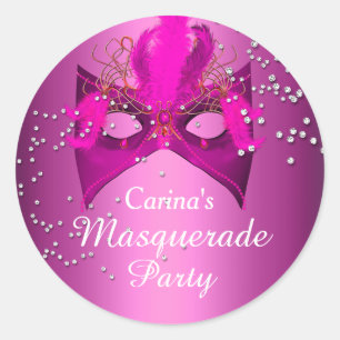 Pink Sparkle-Maskenparty-Aufkleber Runder Aufkleber