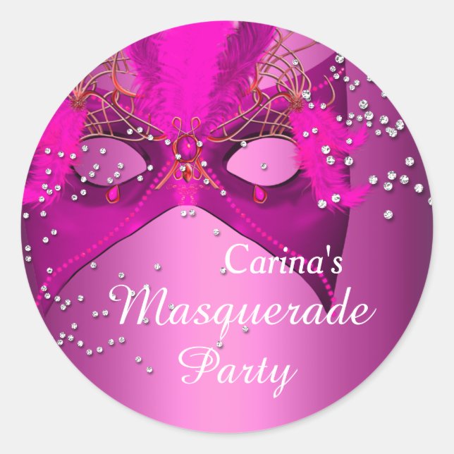 Pink Sparkle Masquerade Party Sticker (Vorderseite)