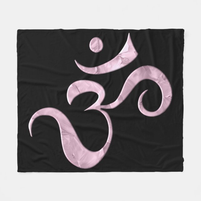 Pink Sparkle Om  Fleecedecke (Vorderseite (Horizontal))