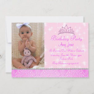 Pink Sparkle Princess Invitation Anniversaire