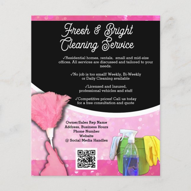 Pink Sparkle Reinigungsservice Business Flyer (Vorne)