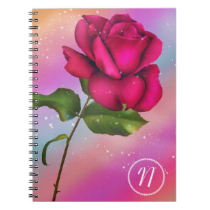 Pink Sparkle Rose Regenbogen Pastell Floral Notizblock