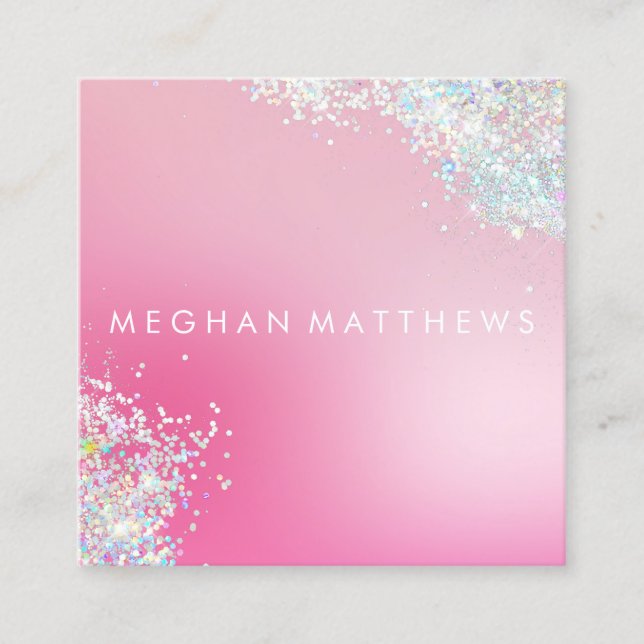Pink Sparkle Stylist Square Business Card Quadratische Visitenkarte (Vorderseite)