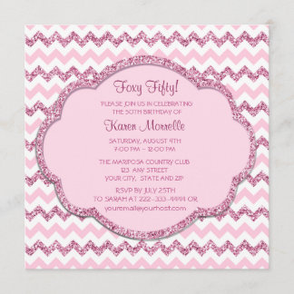 Pink Sparkle Zickzack Frauen 50. Geburtstagsparty Einladung