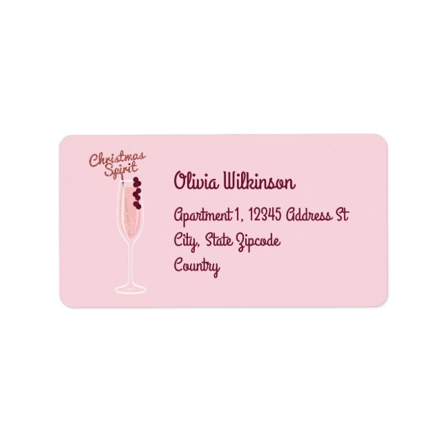 Pink Sparkling Weihnachten Adressaufkleber (Vorne)