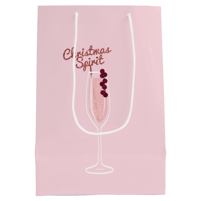 Pink Sparkling Weihnachten Mittlere Geschenktüte (Rückseite)