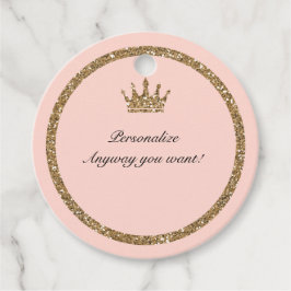 Pink Sparkly Gold Glitter Sweet 16 Princess Crown Geschenkanhänger