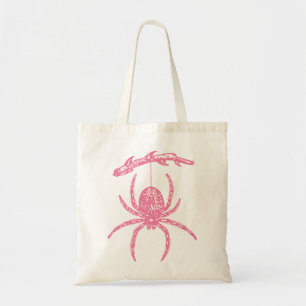 Pink Spider Hanging From Branch Tote Bag Tragetasche