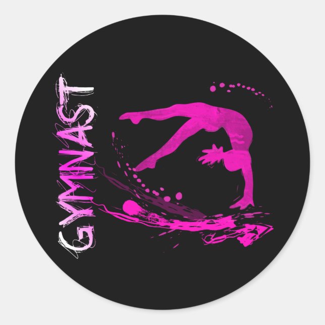 Pink Splash Gymnast Shirts Schaltfläche Taschen et Runder Aufkleber (Vorderseite)