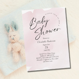Pink Splash Wash Wasserfarbe Baby Mädchen Baby Sho Einladung