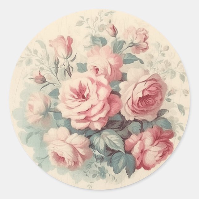 Pink-Splendor-Shabby Chic mit Zeitabnutzung Runder Aufkleber (Vorderseite)