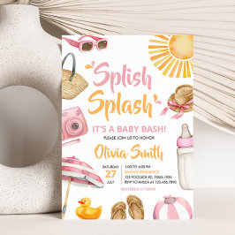 Pink Splish Splash Baby Dusche Einladung