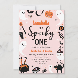 Pink Spooky Ein Halloween Foto 1. Geburtstag Einladung