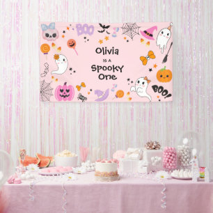 Pink Spooky Ein Niedliches Geisterhaus 1. Geburtst Banner