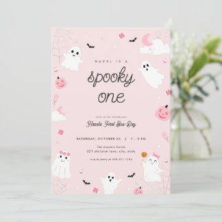 Pink Spooky eine erste Geburtstagsparty Einladung