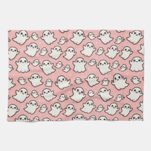 Pink Spooky Ghost Pattern Halloween Geschirrtuch