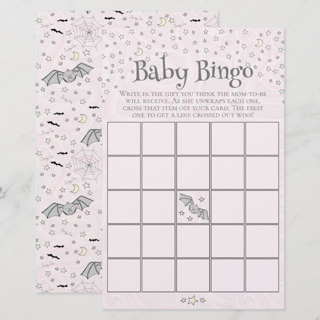 Pink Spooky Niedlich Baby Bingo Baby Showspiel (Vorne/Hinten)