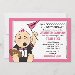 Pink Sports Tailgate Baby Shower Invitations