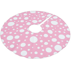 Pink Spots Tree Skirt Polyester Weihnachtsbaumdecke