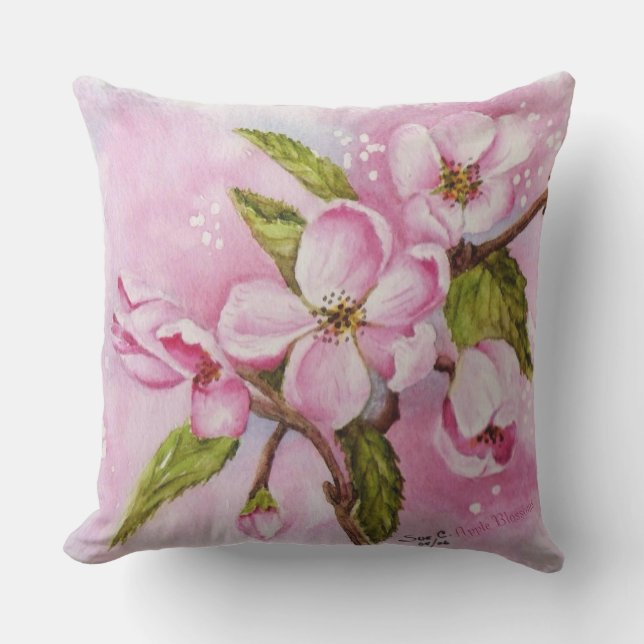 PINK SPRING APPLE BLOSSOM BLUME PATIO KISSEN (Vorderseite)