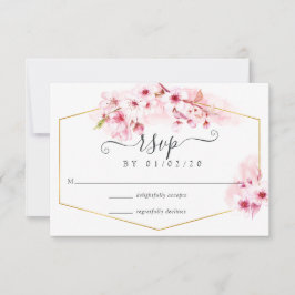Pink Spring Cherry Blossom Quinceañera RSVP Karte