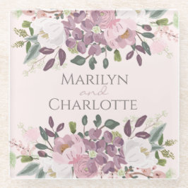 Pink Spring Floral Bouquet Wedding Glasuntersetzer
