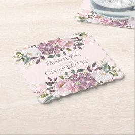 Pink Spring Floral Bouquet Wedding Untersetzer