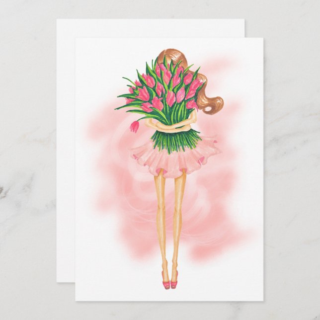 Pink Spring Invitation de fête d'anniversaire (Devant / Derrière)