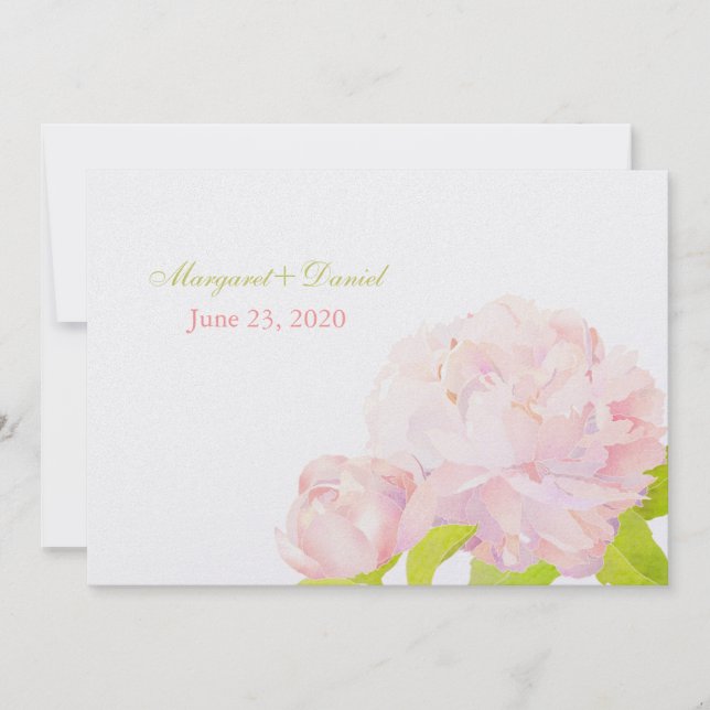 Pink Spring Romance Peony Wedding Einladung (Vorderseite)